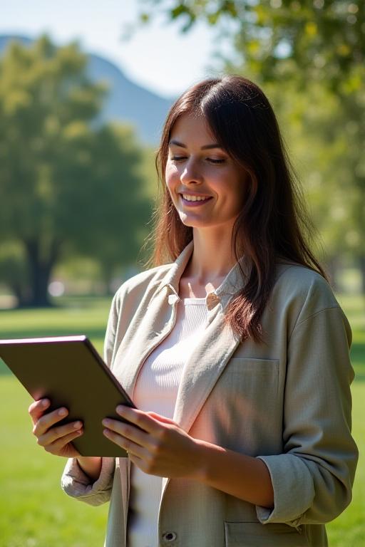 Person confidently reviewing financial goals outdoors